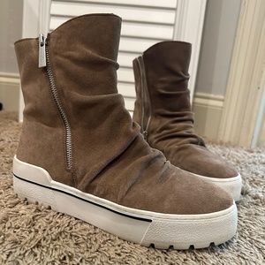 J/Slides Nila Ruched Suede Side Zip Sneaker Boots